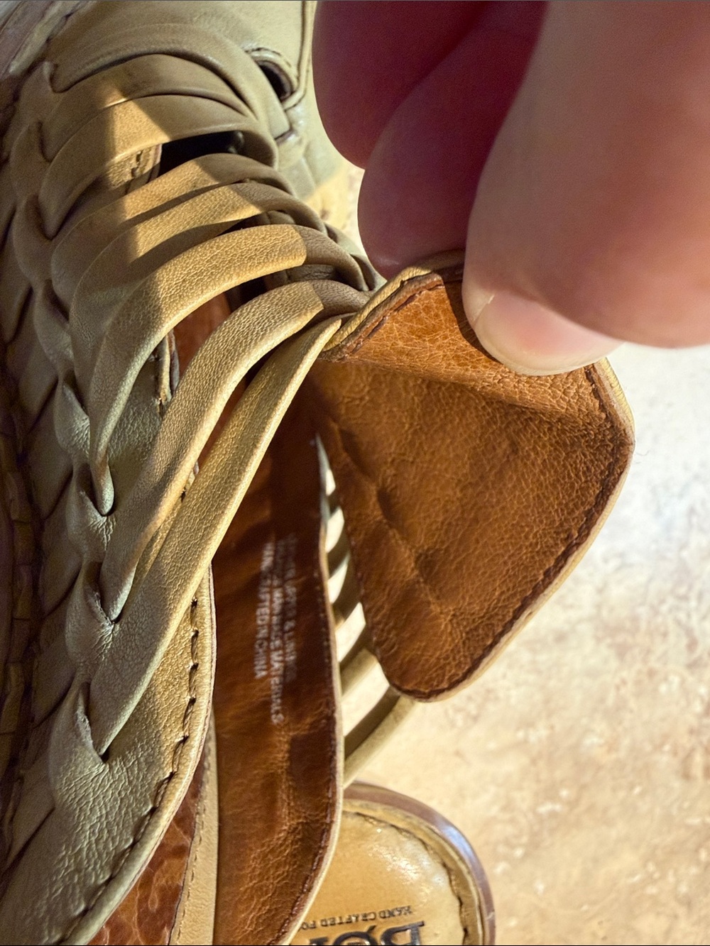 Born Olive-Tan Braided Leather Wedge Mules - Picture 6 of 7